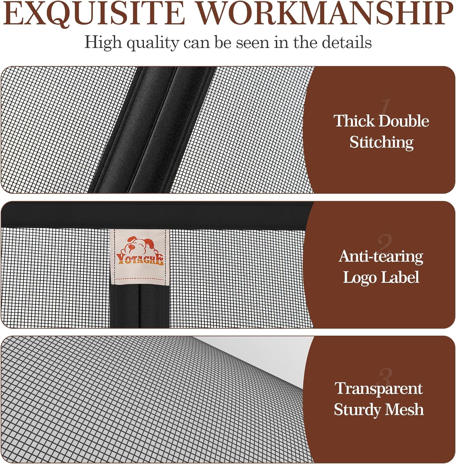 Magnetic Screen Door Fits Door Size 40 X 83, Screen Size 42" X 84" Strengthened Fiberglass Mesh for Sliding Door Black
