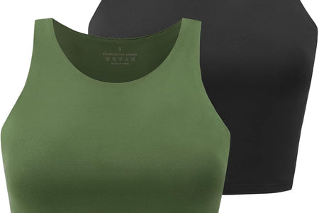 Workout Crop Tops for Women Cropped Racerback Halter Neck Shirts Sleeveless Yoga Tops Pack
