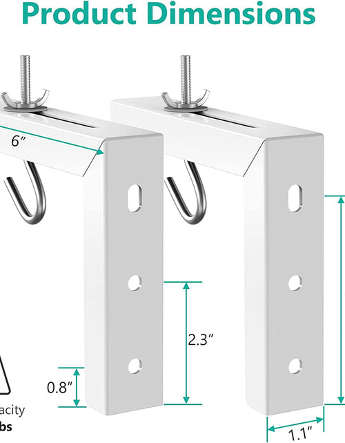 Load image into Gallery viewer, Universal Projector Screen Ceiling Mount, Wall Hanging Mount L-Brackets, 6 Inch Adjustable Extension with Hook Kit, Perfect Projector Screen Placement Hold up to 66 Lbs (PSM001-W), White
