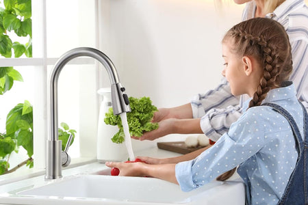 Kitchen Faucet with Sprayer, Kitchen Sink Faucet, SUS 304 Stainless Steel, High Arc Single Handle Brushed Nickel Kitchen Faucets with Pull down Sprayer, Pull Out Kitchen Faucet with Deck Plate