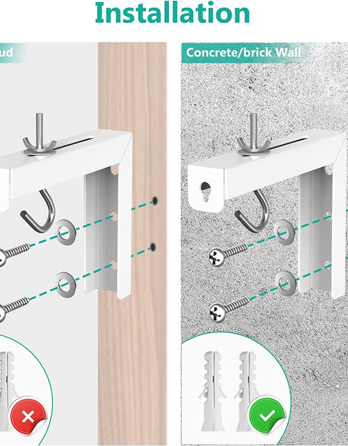 Load image into Gallery viewer, Universal Projector Screen Ceiling Mount, Wall Hanging Mount L-Brackets, 6 Inch Adjustable Extension with Hook Kit, Perfect Projector Screen Placement Hold up to 66 Lbs (PSM001-W), White
