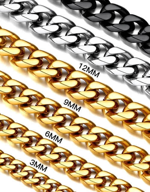 Load image into Gallery viewer, Mens Hip Hop Necklace 9Mm Miami Unisex Curb Cuban Link Chain，316L Stainless Steel
