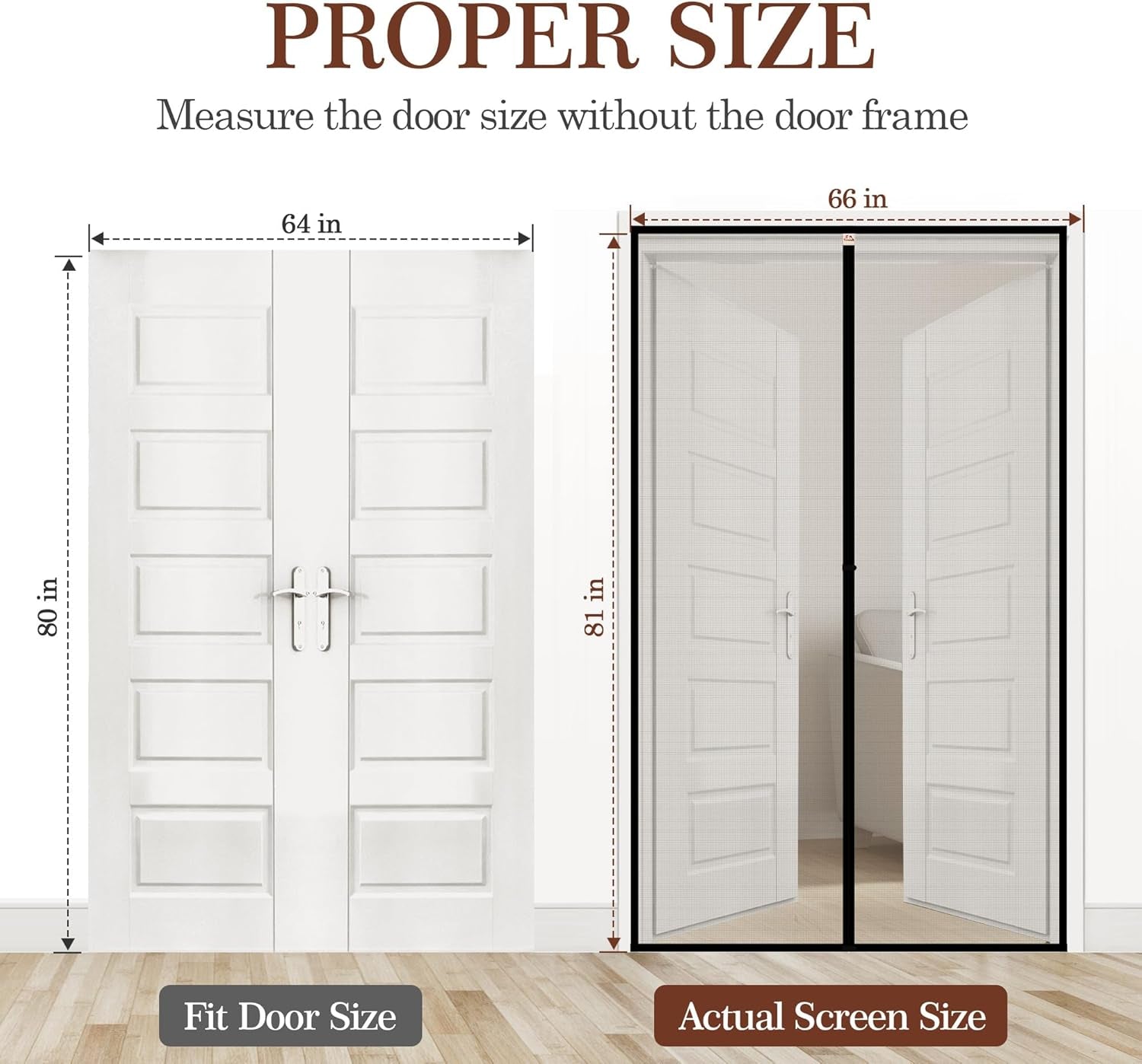 Magnetic Screen Door Fits Door Size 40 X 83, Screen Size 42" X 84" Strengthened Fiberglass Mesh for Sliding Door Black