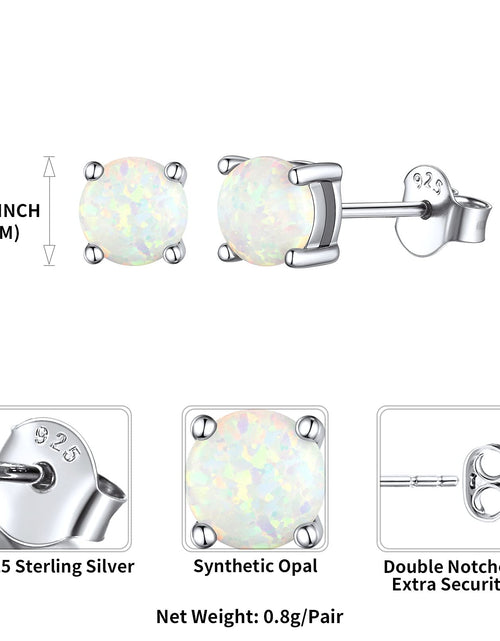 Load image into Gallery viewer, 5Mm Created White Opal Stud Earrings Hypoallergenic Sterling Silver round Cut Earrings for Women October Birthstone Jewelry
