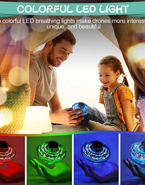 Load image into Gallery viewer, Flying Spinner Toy, Mini Flying Ball Toys,With 360 Fly Rotating UFO Fun Toy LED Light Flying Fidget Spinner Orb for Girls Boys Adult Indoor Outdoor,Blue
