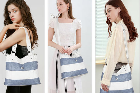 Hobo Purses for Women Multi-Color Striped Lattice Cross Body Shoulder Purse Bag Tote Handbag