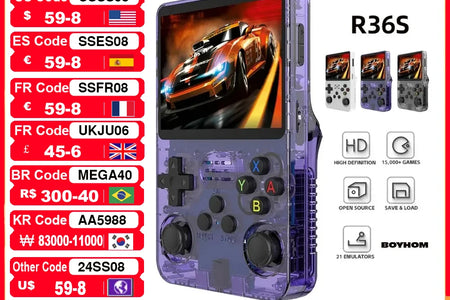 Open Source R36S Retro Handheld Video Game Console Linux System 3.5 Inch IPS Screen Portable Pocket Video Player R35S 64GB Games
