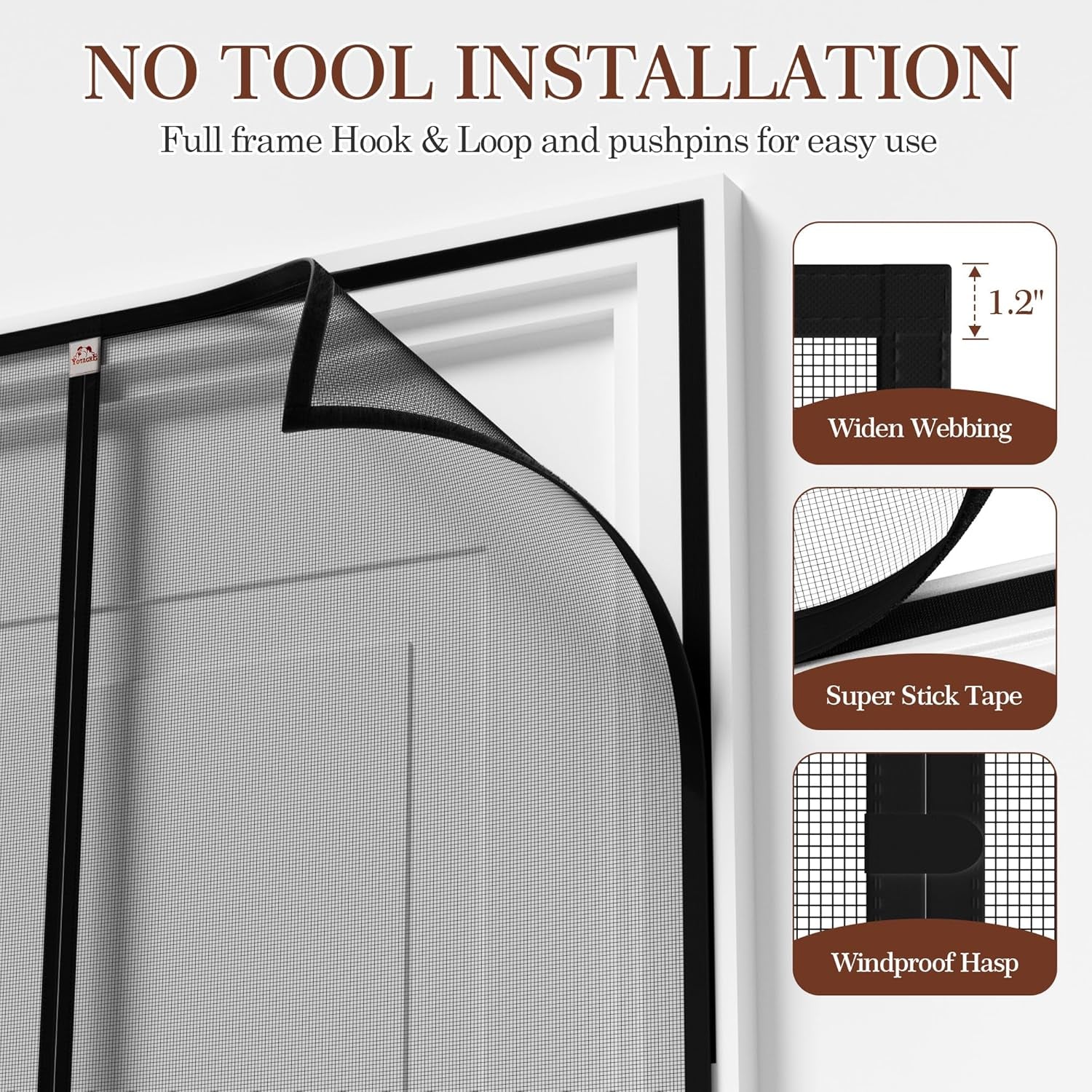 Magnetic Screen Door Fits Door Size 40 X 83, Screen Size 42" X 84" Strengthened Fiberglass Mesh for Sliding Door Black
