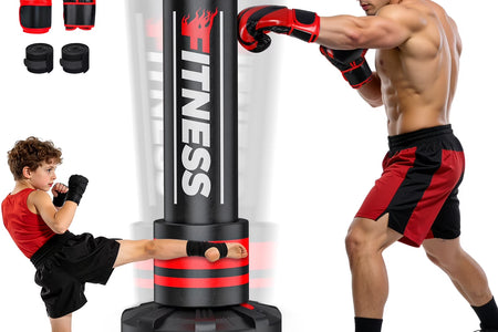 Indoor Freestanding Punching Bag for Adult Teens,70" -180Lbs Heavy Duty Fitness Training Bag with Suction Cup Base for MMA Muay Thai Fitness