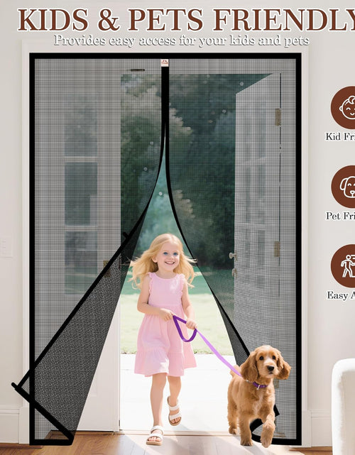 Load image into Gallery viewer, Magnetic Screen Door Fits Door Size 40 X 83, Screen Size 42" X 84" Strengthened Fiberglass Mesh for Sliding Door Black
