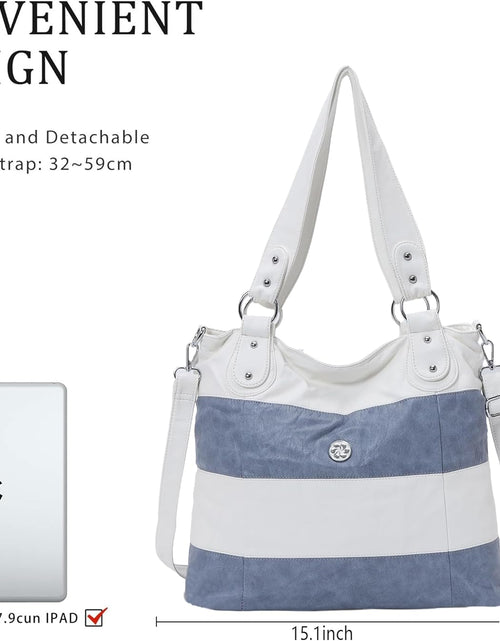 Load image into Gallery viewer, Hobo Purses for Women Multi-Color Striped Lattice Cross Body Shoulder Purse Bag Tote Handbag
