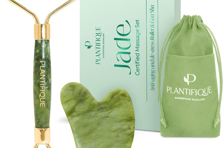 Jade Roller for Face and Gua Sha Facial Tools - Includes Real Jade Roller and Gua Sha Set - Certified Face Roller and Guasha for Your Skin Care Routine
