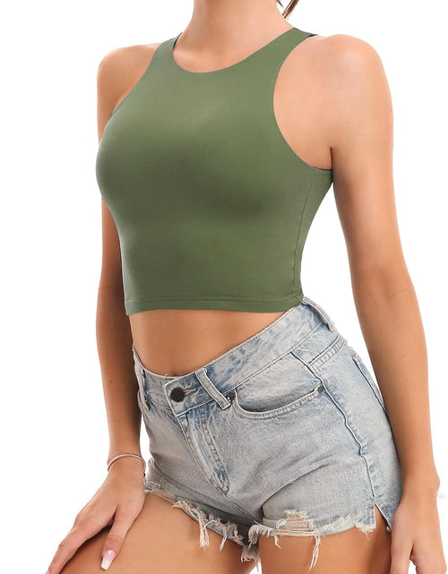 Load image into Gallery viewer, Workout Crop Tops for Women Cropped Racerback Halter Neck Shirts Sleeveless Yoga Tops Pack
