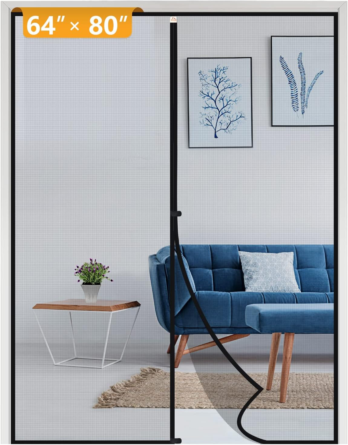Magnetic Screen Door Fits Door Size 40 X 83, Screen Size 42" X 84" Strengthened Fiberglass Mesh for Sliding Door Black