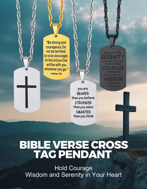 Load image into Gallery viewer, Cross Necklace for Men Stainless Steel Dog Tag Bible Verse Black Pendant Chain Christmas Jewelry Gifts for Son
