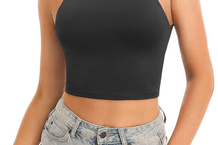 Workout Crop Tops for Women Cropped Racerback Halter Neck Shirts Sleeveless Yoga Tops Pack